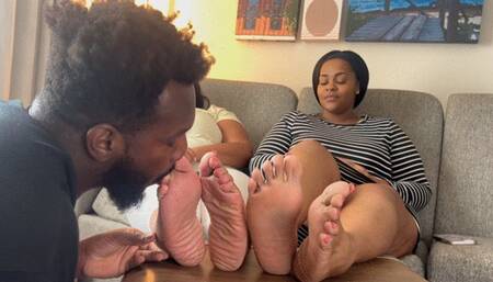 Sucking Step Aunty Kee And My Girlfriends Feet Together