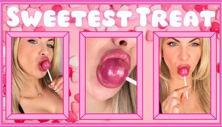 Sweetest Treat 1080MP4 - Pretty Goddess licks and sucks on a lollipop with her big full lips , teasing you with her pretty face and lips