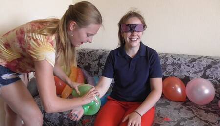 Vika Torments Katya With Balloon Popping And Teasing