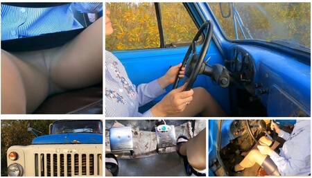 EXCLUSIVE PREMIERE: SEXY GIRL DRIVES TRUCK GAZ 53 UPSKIRT!!!