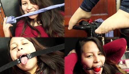 Naughty and pretty girl testing gags!