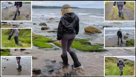 Beach Fun in Big Wellies