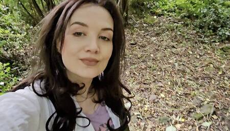 Pink upskirt wetting in the woods peeing