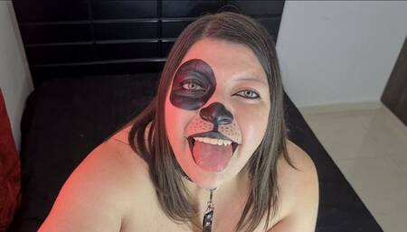 Puppy drooling on the bed