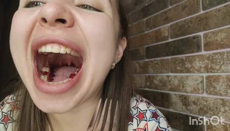 Poke a jelly bear on a fork and swallow it