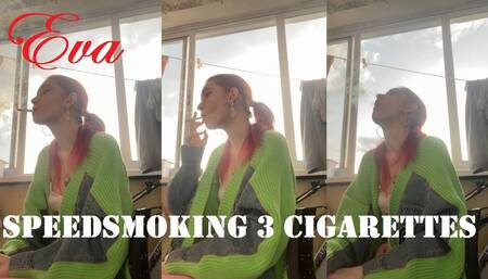 Eva speedsmoking 3 cigarettes (4K)