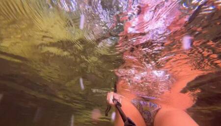 Carissa in the Springs with breast exposure