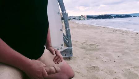 Morning Wank on Beach