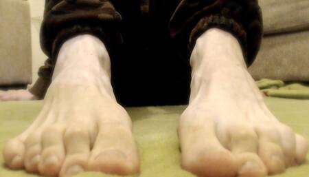 British Lad Taking off Socks Big Barefeet