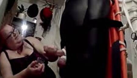 Neoprene sleepsack torment by femdom - cam 1