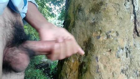 Big Cock Cumshot on Tree