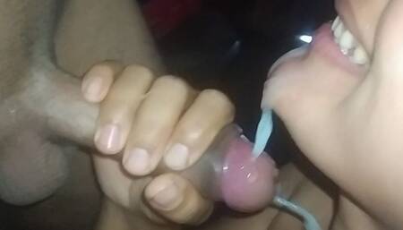 Desi Aunty Hot Blowjob Eating Sperm First Time