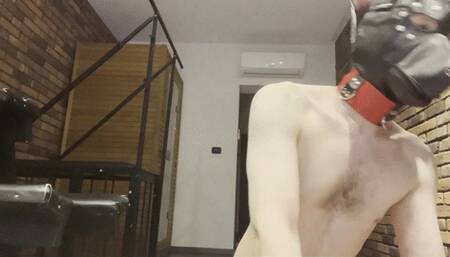 Girl performs BDSM on a slave