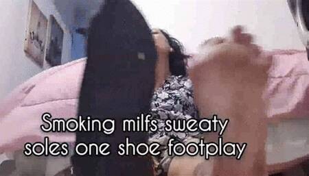 Avi Smoking milfs sweaty soles one shoe footplay 4k