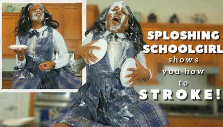 Sploshing Schoolgirl Shows You How to Stroke! - Pie In Face JOI in 1080