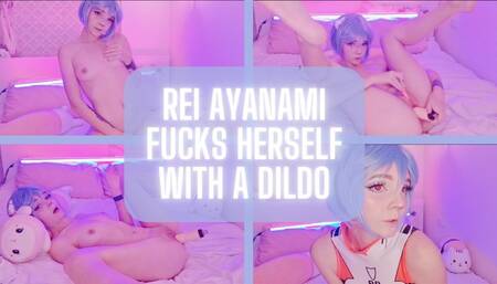 Rei Ayanami fucks herself with a dildo