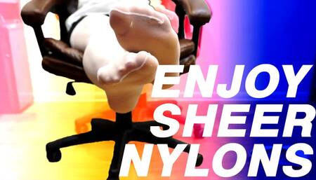 Secretary Sheer White Stockings Tease