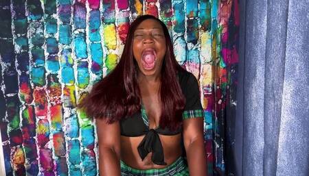 School Girl MelaninTOngue Yawns repeatedly for her teacher
