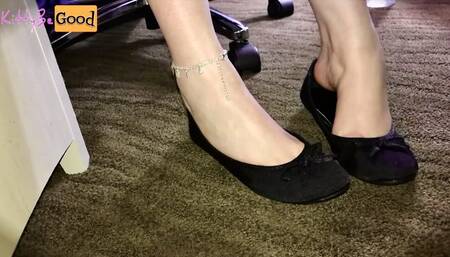 Dangling Flats Under Desk With Sexy Arched Feet