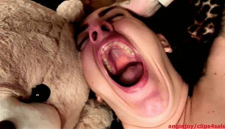 Morning yawning with teddy bear wmv