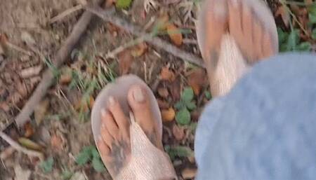 Giantess unaware Walking in flip-flops crushing a plastic bottle walking cam