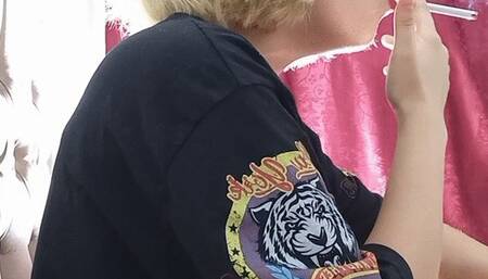 Smoking heavy nose exhales