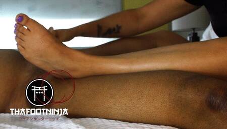 Macy's Oily Footjob Sideview POV