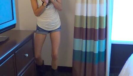 Carly - Handcuffed in Tight Shorts and Black Boots (Mpeg)