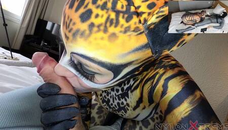 200 POV Nora Fox leopard lycra Zentai lion sex