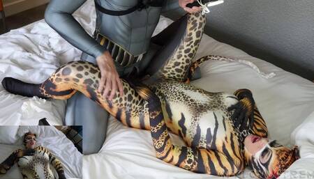 200 Nora Fox leopard lycra Zentai lion sex