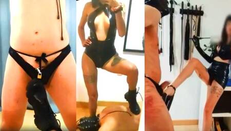 Girl cruel kicking balls and spanking from stupid slave BALLBUSTING CRUEL