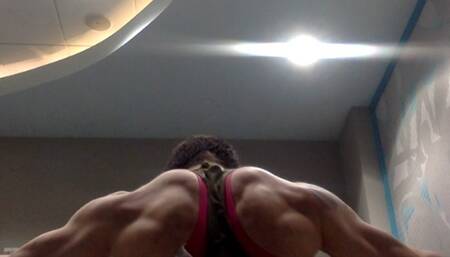 curls and flexes in the hotel gym  wmv