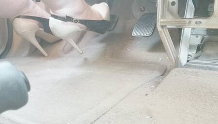 Black And White Patent Leather Peep Toe Drive