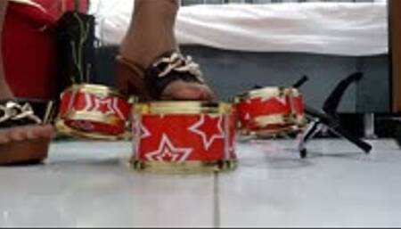 crushing a Jazz drumset in my wooden sandals and nylons