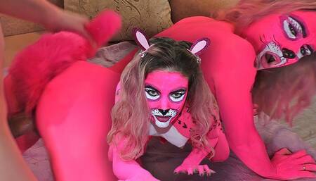 Fucking bitch Pink Panther gets fucked doggy style after blowjob