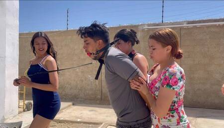 Four Femdom Women Enjoy Toying With Their Submissive Party Pet (high res mp4)