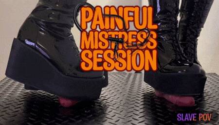 Painful Mistress Session in Heavy Chunky Platform Black CBT Boots (Slave POV Version) - TamyStarly - Shoejob, Bootjob, Ballbusting, Trample, Trampling, Crush, Stomp