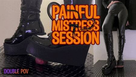 Painful Mistress Session in Heavy Chunky Platform Black CBT Boots (Double Version) - TamyStarly - Shoejob, Bootjob, Ballbusting, Trample, Trampling, Crush, Stomp