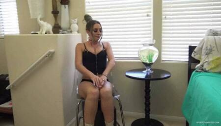 Mistress Savannah sits back on the chair and summons her slave girl to crawl up the stairs and lick on her boots as she is in the mood for some boot worship service