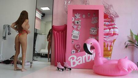 Barbie in red lingerie