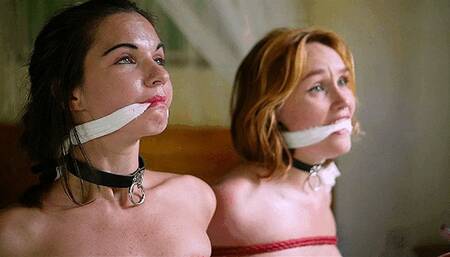 Pretty girlfriends can't untie and suck for help