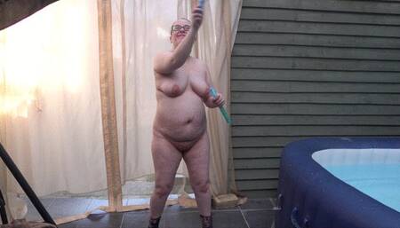 Playing with bubbles naked