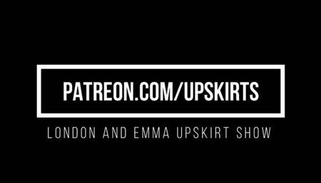 London and Emma Outdoor Upskirt Tease