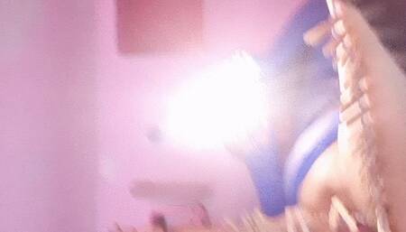 MEGA Zipper 65 ClothPins Going Back And Forth Over Her Theighs