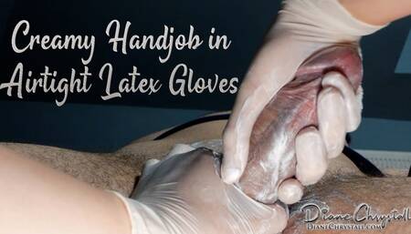 Airtight Latex Gloves Creamy Handjob Closeup