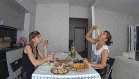 2 huge bellies after overeating (FO)