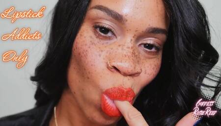 Lipstick Addicts Only- Ebony Goddess Rosie Reed Seduces Lipstick Addicts With Matte Red Lips- standard definition