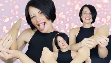 Nylon Feet and Face fetish, facial expressions