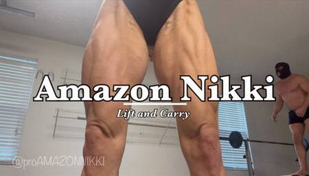 Incredibly strong female bodybuilder in best lift and carry video on Internet! Dude weighs 230 lbs!! Unbelievable