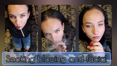 Smoking blowjob and facial